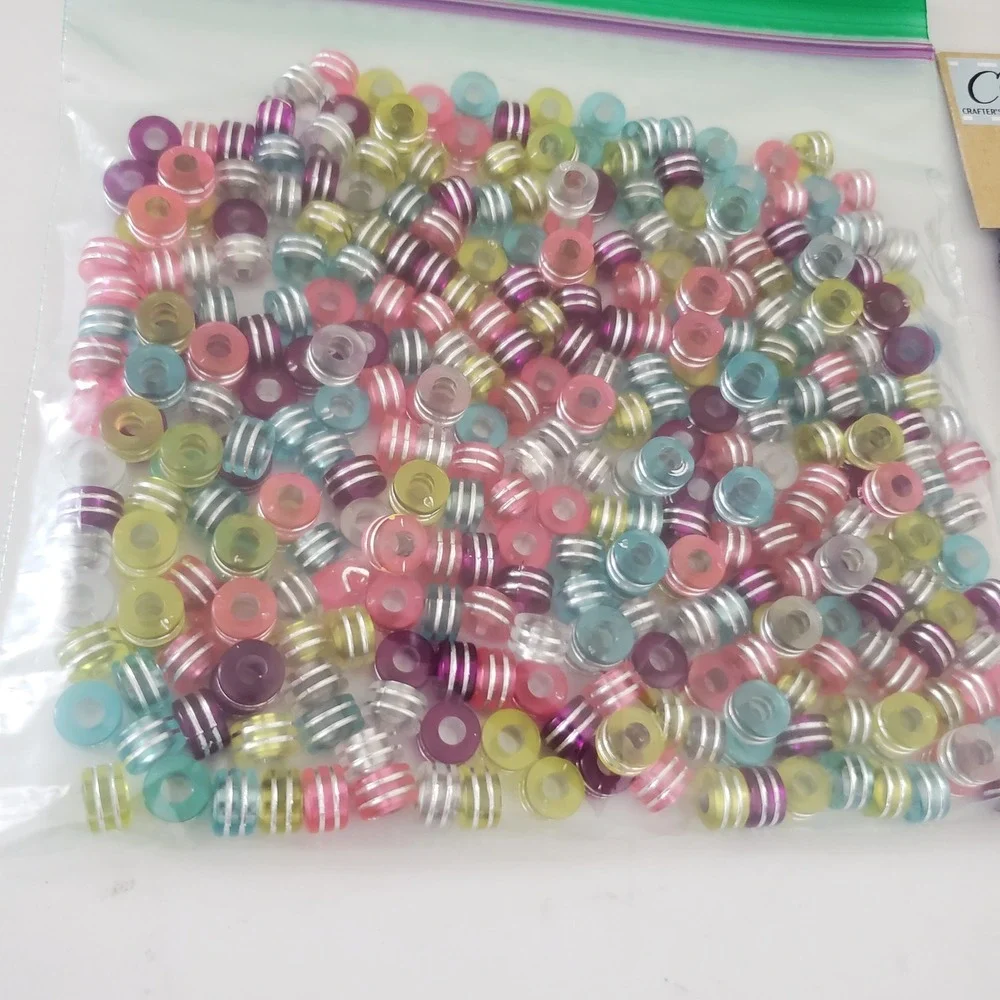 Crafters Square Jewelry Making Kit Striped Beads and 4pk Stretch Lace Elastic